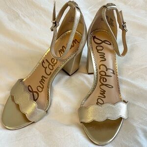 Sam Edelman Gold Block 3” Heel Scallop Heels Size: 5.5